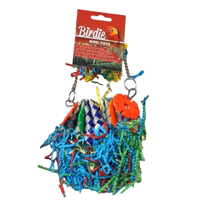 Birdie Blue & Red Tube Pom Pom Shredder